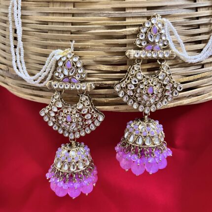 Meena Jhumka with Kaan Chain (Lavender)