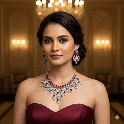 Miyara AD Necklace (Ruby Red)