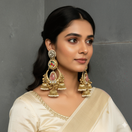 Aarini Brass Jhumka with Sahara