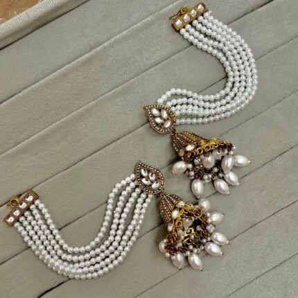 Neerja Jhumka with Kaanchain (White)