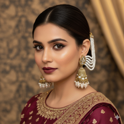 Neerja Jhumka with Kaanchain (White)