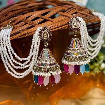 Jusna Reverse AD Jhumka with Sahara (Multicolour)