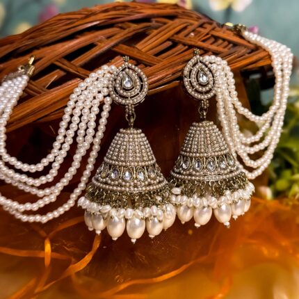 Jusna Reverse AD Jhumka with Sahara (White)