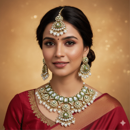 Sukhi Premium Semi Bridal Kundan Necklace (White)