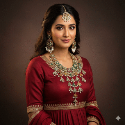 Naisha Jadau Reverse AD Necklace set (Multi)
