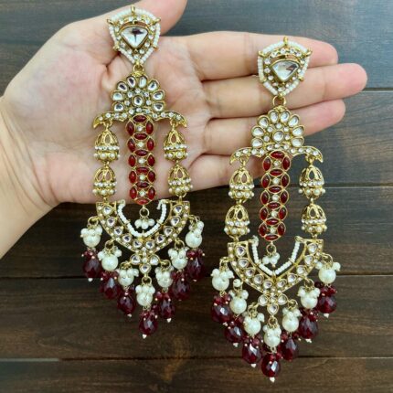 Rangat Jhumka Chandbali Earrings (Maroon)