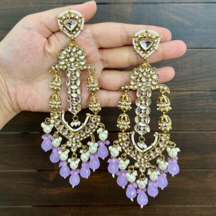 Rangat Jhumka Chandbali Earrings (Lavender)