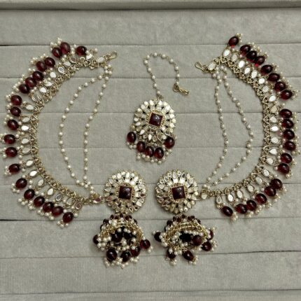 Preetika Jhumka with Mangtika (Maroon)