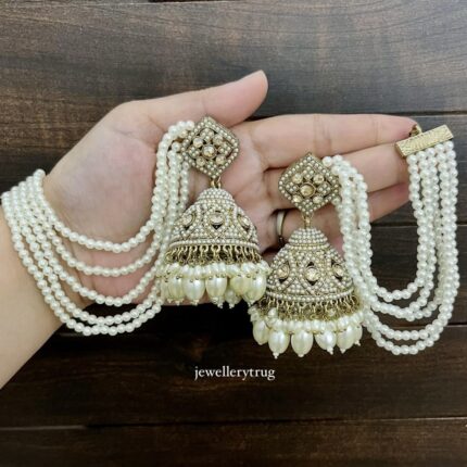 Rubina Jadau Reverse AD Jhumka with Sahara (White)