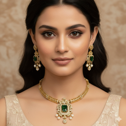 Aarya AD Necklace Set - Mehendi Polish (Green)