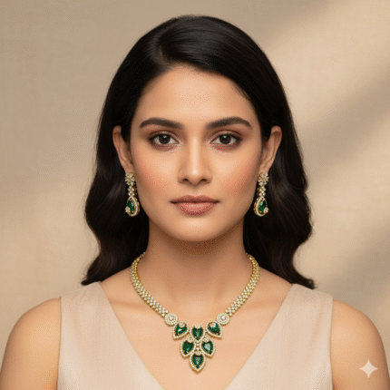 Divya AD Necklace Set - Mehendi Polish (Green)