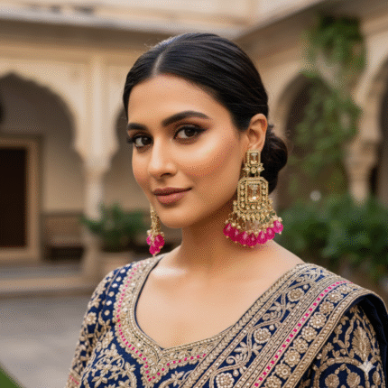 Aadikha Reverse AD Jhumka Earrings (Pink)