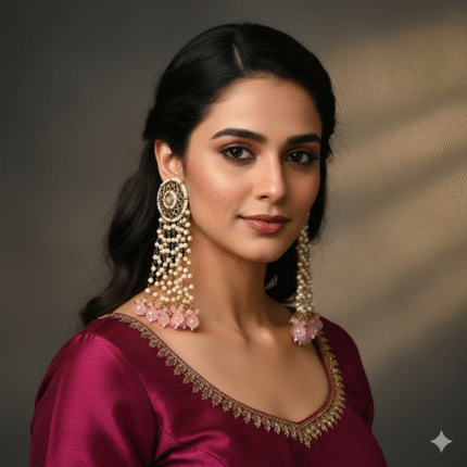 Khush Jhumka Earrings (Baby Pink)