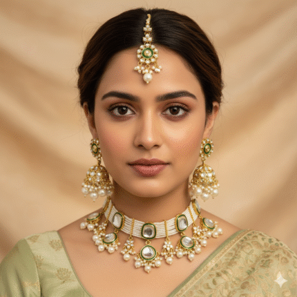 Neeleksha Kundan Necklace Set (White)