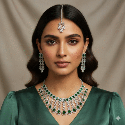 Tanvi American Diamond Choker Set (Green)