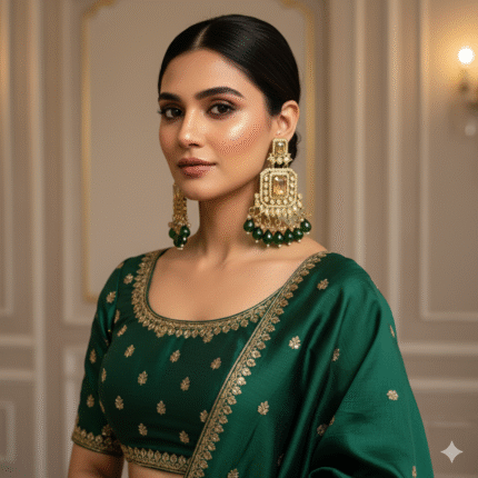 Aadikha Reverse AD Jhumka Earrings (Dark Green)