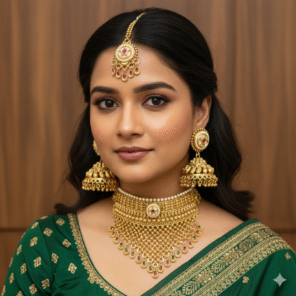 Minakshi Premium High Gold Polish Rajwadi Jhalar Necklace