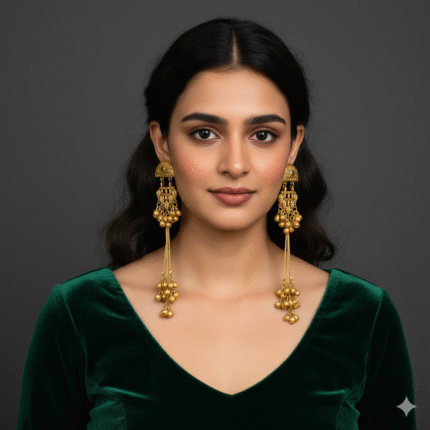 Rewa Gold Brass Kashmiri Earrings