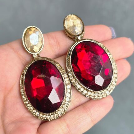 Ooroja Premium Designer Earrings (Blood Red)