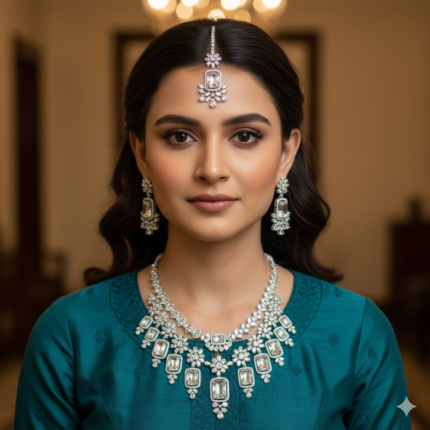 Gina Premium AD Necklace Set (White)