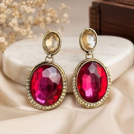 Ooroja Premium Designer Earrings (Hot Pink)