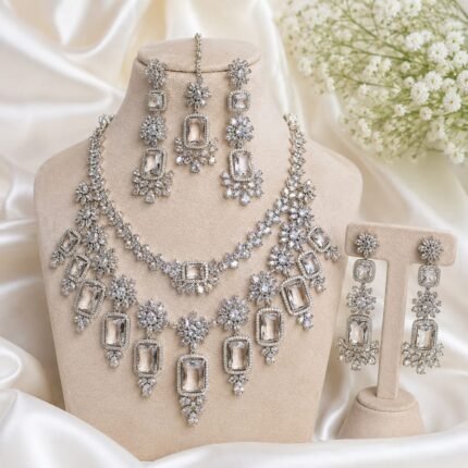 Gina Premium AD Necklace Set (White)