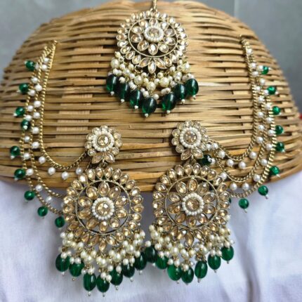 Sujita Jhumka With Mangtika (Green)