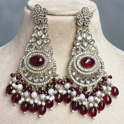Natasha Designer Chandbali Earring (Maroon)