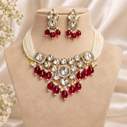 Sehaj Kundan Choker Set (Maroon)