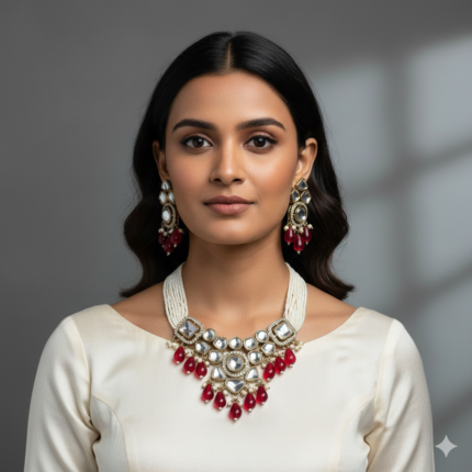 Sehaj Kundan Choker Set (Maroon)