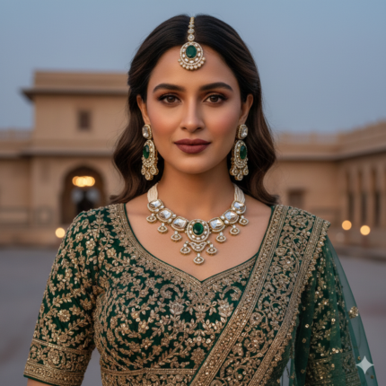 Navimayaa Kundan Choker Set (Green)
