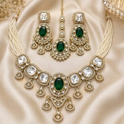 Navimayaa Kundan Choker Set (Green)