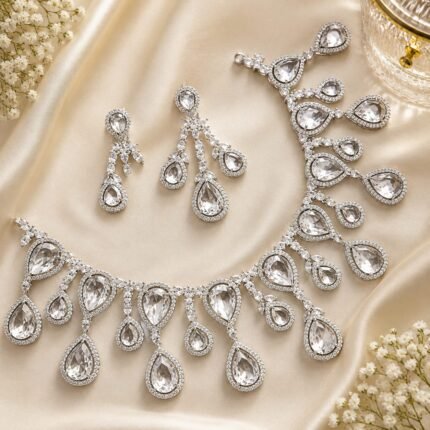 Nilima Premium AD Necklace Set ( White )