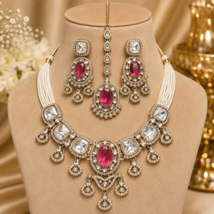 Navimayaa Kundan Choker Set (Pink)