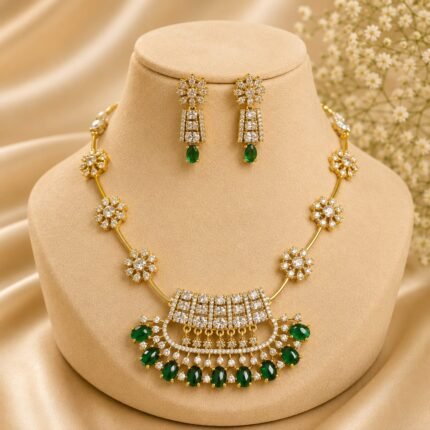 Hansika AD Necklace (Green)