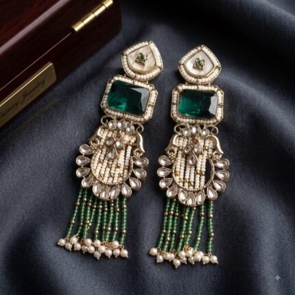 Adhavi Premium Designer Earrings (Green)