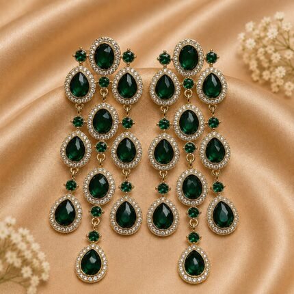 Divika Premium Designer Dangler Earrings (Green)