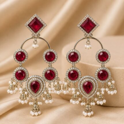 Meethika Jhumka Earrings (Maroon)
