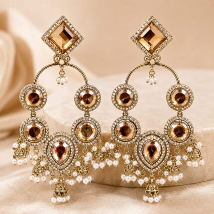 Meethika Jhumka Earrings (Golden)