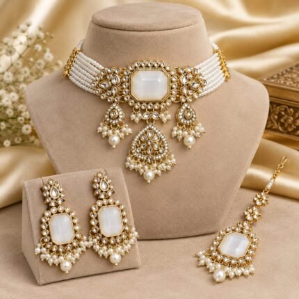 Mapna Kundan Choker Set (White)